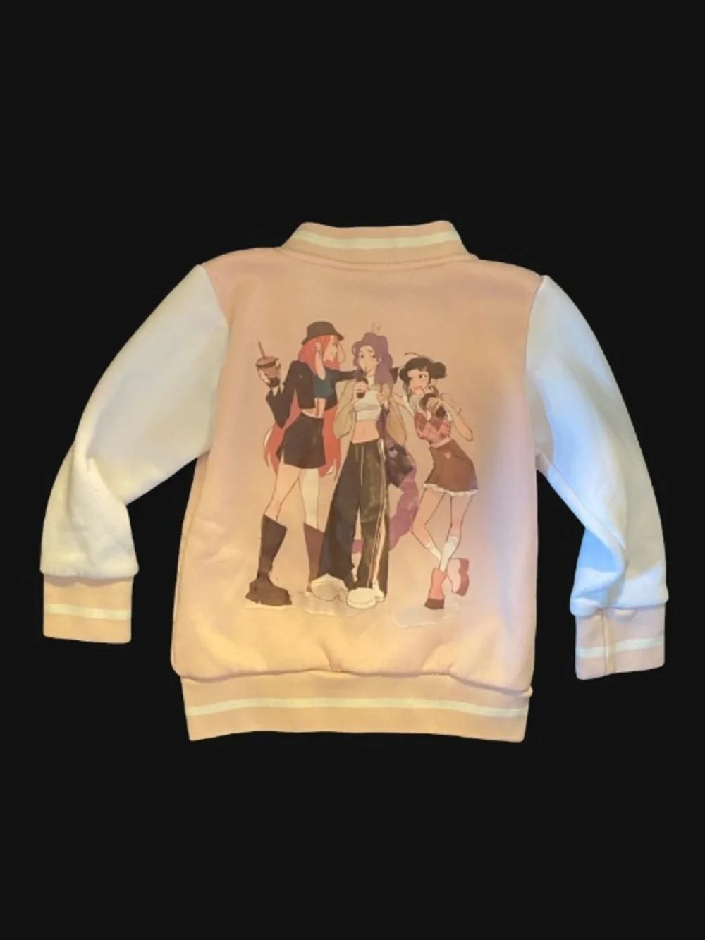 Pink & White Anime Girl Varsity Jacket